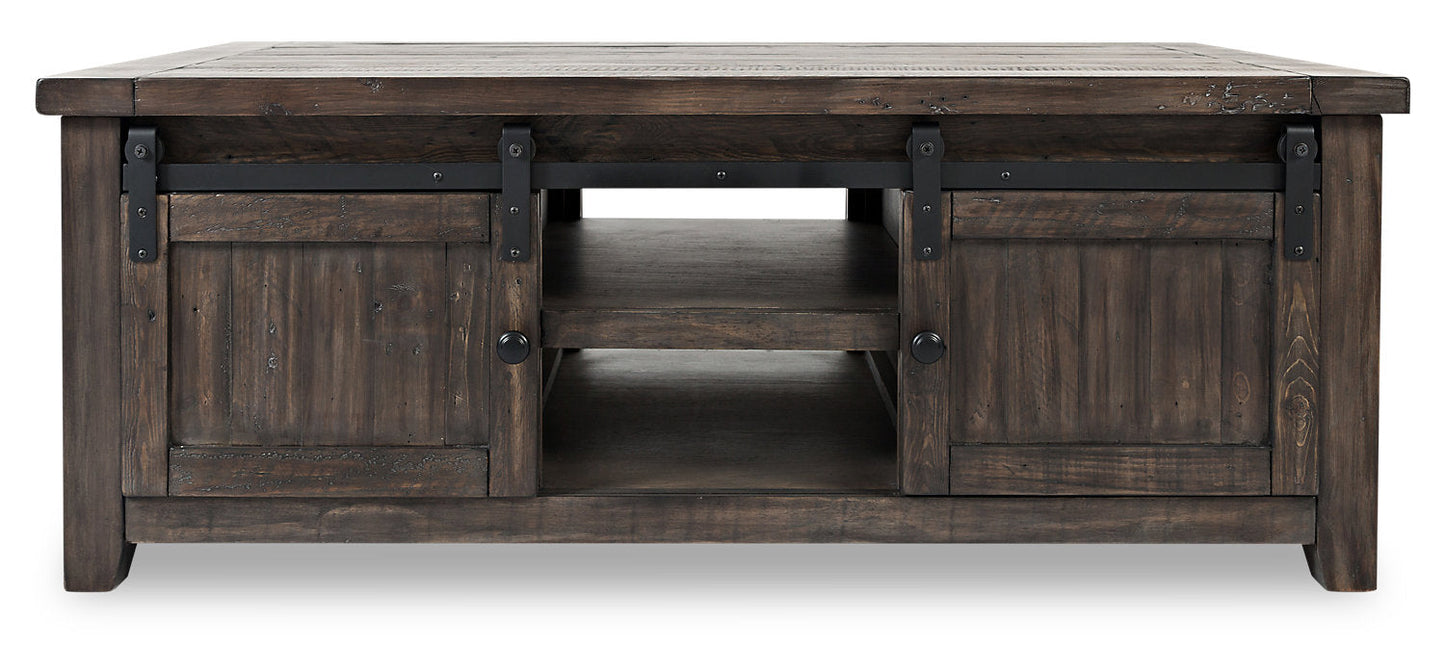 Madison 50" Rustic Coffee Table With Storage, Shelf and Casters - Grey Brown Wood|Table à café rustique Madison de 50 po avec rangement, tablette et roulettes - bois gris-brun