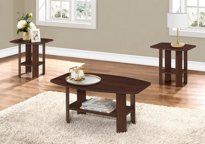 Rosario 35.5" Modern 3-Pack Coffee + 2 End Tables with Shelf - Cherry |Ensemble 3 tables modernes Rosario de 35,5 po (table à café et 2 tables de bout) avec tablette - cerisier