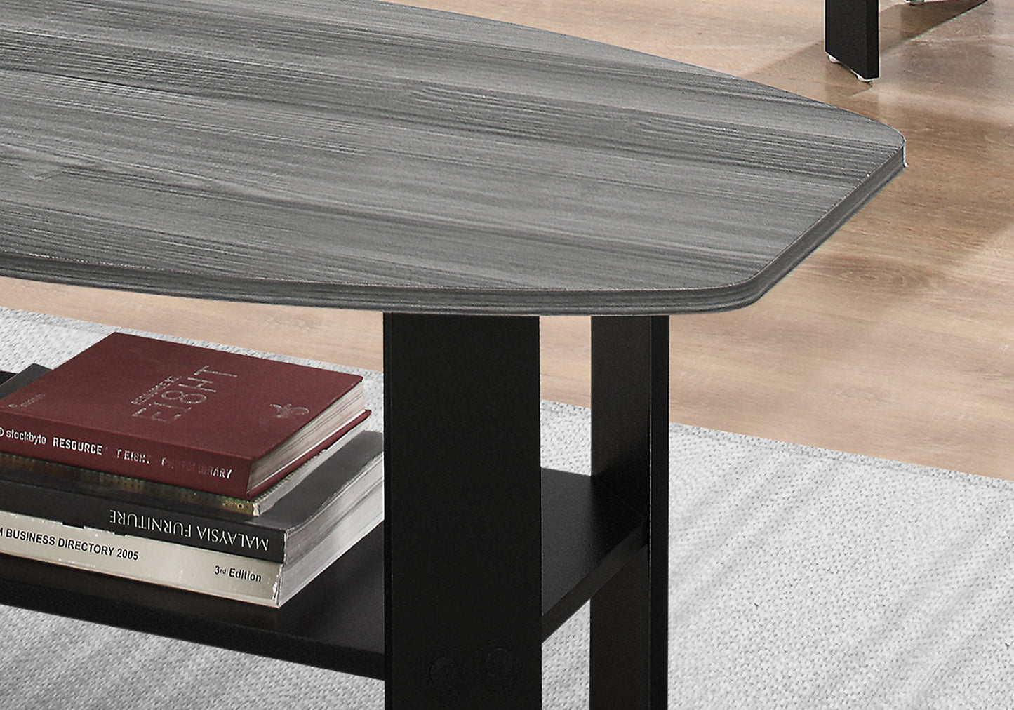 Rosario 35.5" Modern 3-Pack Coffee + 2 End Tables with Shelf - Grey and Black |Ensemble 3 tables modernes Rosario de 35,5 po (table à café et 2 tables de bout) avec tablette - gris et noir