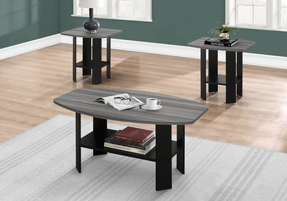 Rosario 35.5" Modern 3-Pack Coffee + 2 End Tables with Shelf - Grey and Black |Ensemble 3 tables modernes Rosario de 35,5 po (table à café et 2 tables de bout) avec tablette - gris et noir