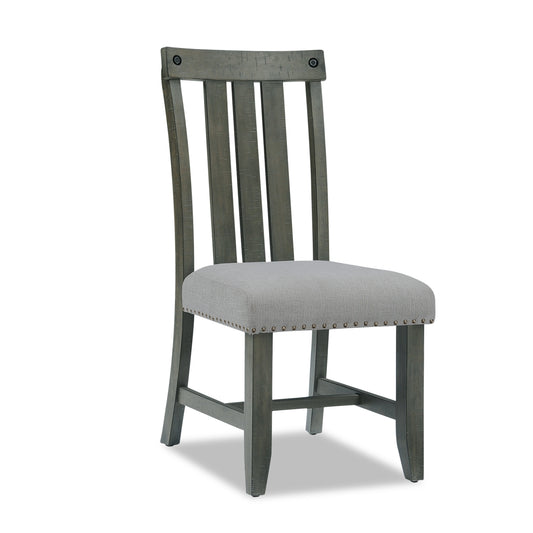 Alto Dining Chair with Linen-Look Fabric, Slat-Back - Grey | Chaise de salle à manger Alto en tissu d’apparence lin avec dossier à lattes - gris