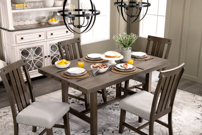 Alto Dining Chair with Linen-Look Fabric, Slat-Back - Grey | Chaise de salle à manger Alto en tissu d’apparence lin avec dossier à lattes - gris