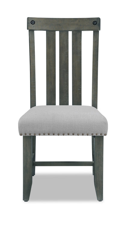 Alto Dining Chair with Linen-Look Fabric, Slat-Back - Grey | Chaise de salle à manger Alto en tissu d’apparence lin avec dossier à lattes - gris