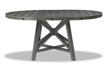 Alto Round Dining Table with 48-66"W Extension, Trestle Base - Grey | Table de salle à manger ronde Alto de 48 po à 66 po avec rallonge et base à tréteaux - grise