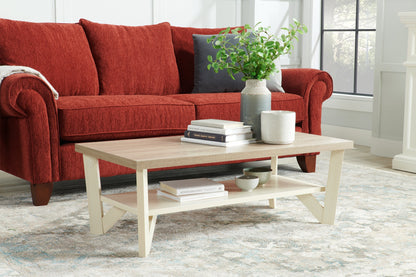 Arika 47.5" Modern 3-Pack Coffee + 2 End Tables with Shelf - Ivory |Ensemble 3 tables modernes Arika de 47,5 po (table à café et 2 tables de bout) avec tablette - ivoire