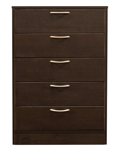 Arlo Bedroom Chest of Drawers, 5-Drawer, 23.6"W x 36.2"H, Made in Canada - Espresso Brown | Commode verticale Arlo de 23,6 po (L) x 36,2 po (H) à 5 tiroirs pour la chambre à coucher, fabriquée au Canada - brun espresso
