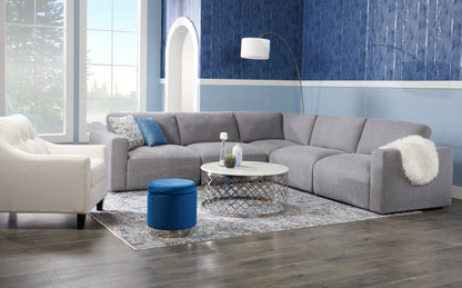 Belle 36" Glam Round Sofa Table - White Marble Top with Stainless Steel Base|Table de salon ronde somptueuse Belle de 36 po - dessus en marbre blanc avec base en acier inoxydable