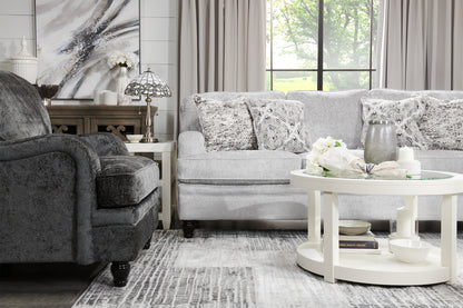 Made in Canada Bellmont 89" Chenille Fabric Sofa with Reversible Cushions and Wood Legs - Platinum Grey | Sofa Bellmont de 89 po fabriqué au Canada en tissu de chenille avec coussins réversibles et pattes en bois - gris platine