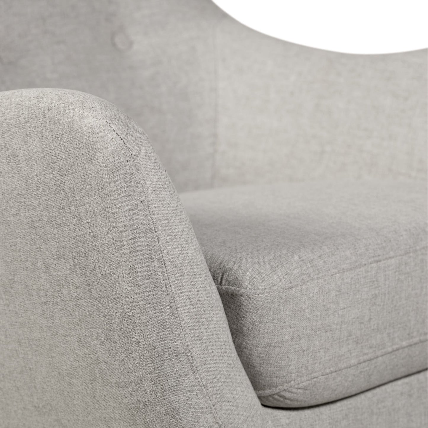 Calla 73.62" Linen-Look Fabric Condo  Size Sofa with Button Tufting and Wood Legs - Light Grey | Sofa Calla de 73,62 po de format condo en tissu d’apparence lin avec capitonnage et pattes en bois - gris clair