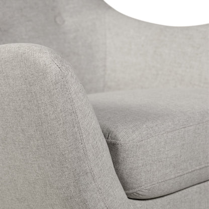 Calla 73.62" Linen-Look Fabric Condo  Size Sofa with Button Tufting and Wood Legs - Light Grey | Sofa Calla de 73,62 po de format condo en tissu d’apparence lin avec capitonnage et pattes en bois - gris clair