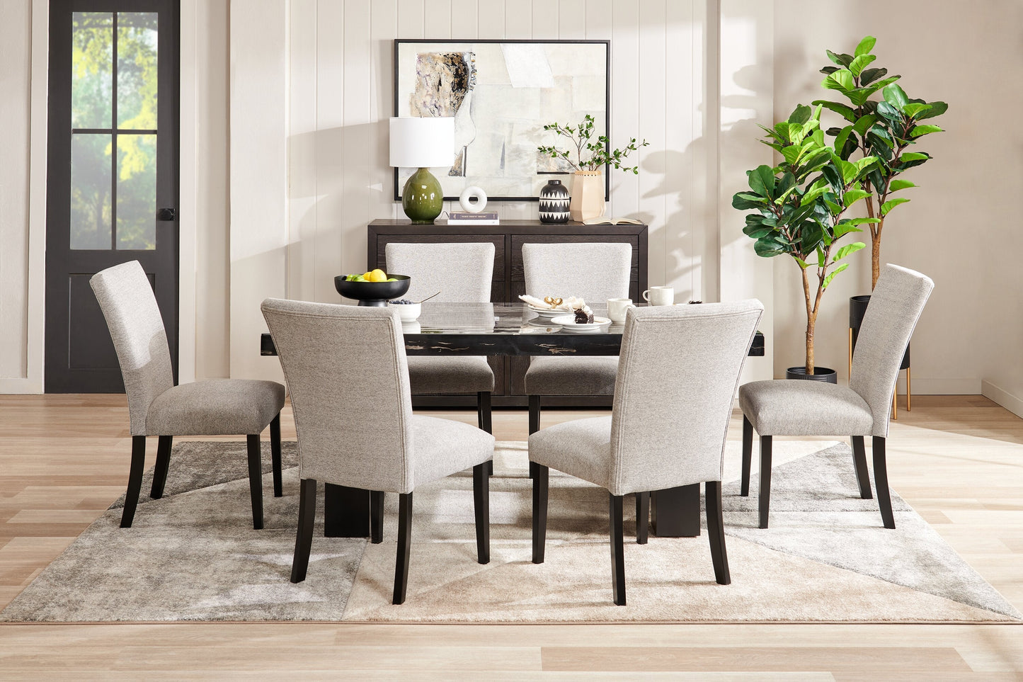 Burk Dining Table with Epoxy Resin Marble-Look Top, 72"W - Black | Table de salle à manger Burk de 72 po (L) avec dessus en résine époxy en imitation de marbre - noire