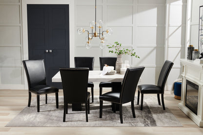Cami Dining Chair with Vegan-Leather Fabric - Black | Chaise de salle à manger Cami en tissu en similicuir - noire