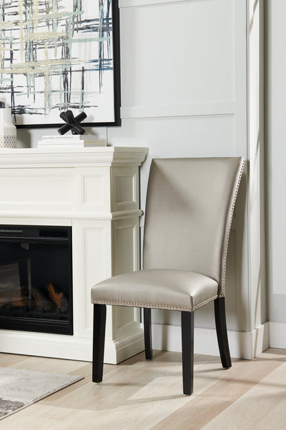 Cami Dining Chair with Vegan-Leather Fabric - Grey | Chaise de salle à manger Cami en tissu en similicuir - grise