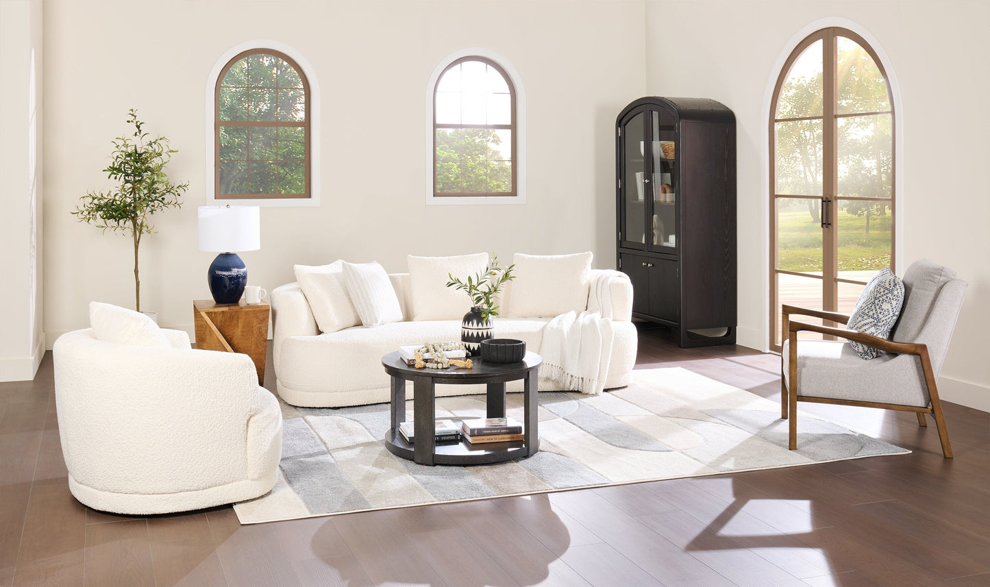 Declan 31.5" Modern Round Coffee Table with Shelf & Casters - Black | Table à café ronde Declan moderne de 31,5 po avec tablette - noire