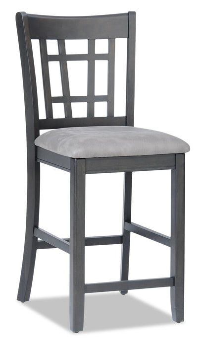 Dena Counter-Height Dining Chair with Vegan-Leather Fabric - Grey | Chaise de salle à manger Dena de hauteur comptoir en tissu de cuir végétalien - grise