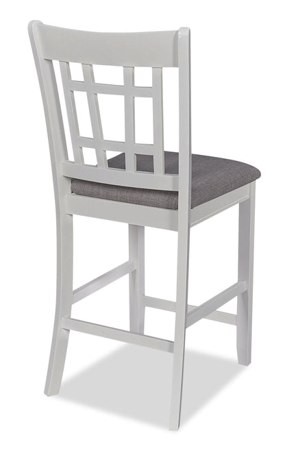 Dena Counter-Height Dining Chair with Linen-Look Fabric - Dove Grey | Chaise de salle à manger Dena de hauteur comptoir en tissu d’apparence lin - gris tourterelle