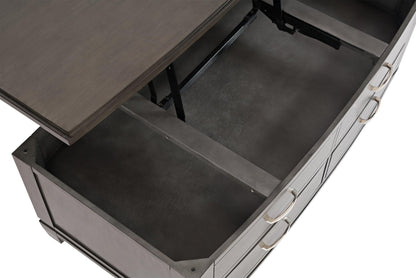 Downtown  48" Modern Lift Top Coffee Table with Storage and Casters - Grey Brown Wood|Table à café moderne Downtown de 48 po avec dessus relevable, rangement et roulettes - bois gris-brun