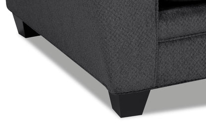 Made in Canada Febe 85" Chenille Fabric Condo-Size Sofa with Flared Arms and Accent Pillows - Charcoal Grey | Sofa Febe de 85 po de format condo fabriqué au Canada en tissu de chenille avec accoudoirs évasés et coussins décoratifs - gris anthracite