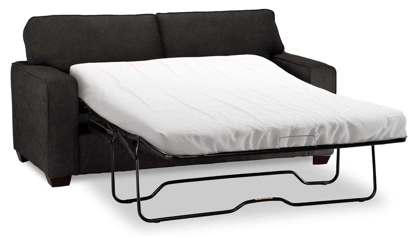 Made in Canada Fiona 58" Chenille Fabric Twin-Size Sofa Bed with Track Arms - Grey | Sofa-lit simple Fiona de 58 po fabriqué au Canada en tissu de chenille avec accoudoirs rectilignes - gris