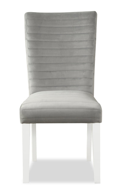 Garbo Dining Chair with Velvet Fabric, Wood - Grey | Chaise de salle à manger Garbo en tissu de velours et en bois - grise
