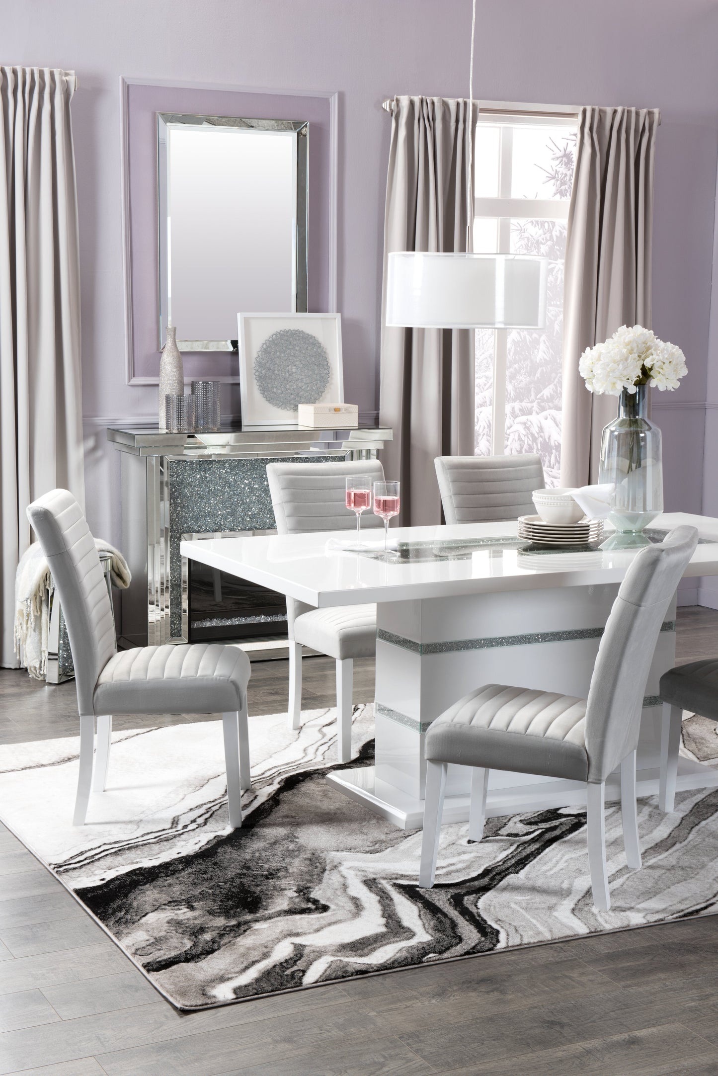Garbo Dining Chair with Velvet Fabric, Wood - Grey | Chaise de salle à manger Garbo en tissu de velours et en bois - grise