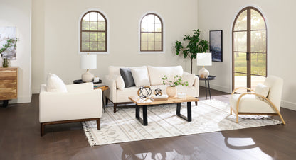 Cindy Crawford Home Gena 78.7" Linen-Look Fabric Condo Size Sofa with Removable Back Cushions - Cotton White | Sofa Gena de Cindy Crawford Home de 78,7 po de format condo en tissu d’apparence lin avec coussins de dossier amovibles - blanc coton