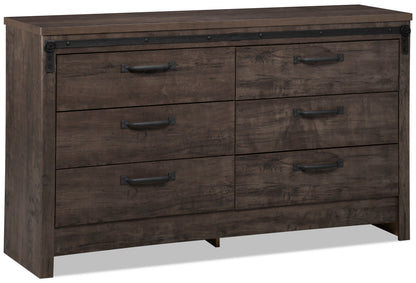 Grayson Bedroom 6-Drawer Dresser, 56.6"W x 32.3"H, Made in Canada, Rustic - Dark Grey | Commode rustique Grayson de 56,6 po (L) x 32,3 po (H) à 6 tiroirs pour la chambre à coucher, fabriquée au Canada - gris foncé