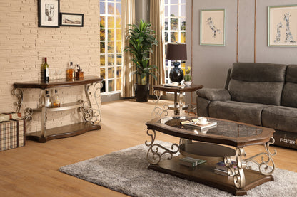 Heidi 52" Ornate Coffee Table with Shelf - Brown and Champagne with Metal Legs|Table à café ornée Heidi de 52 po avec tablette - brune et champagne avec pattes en métal