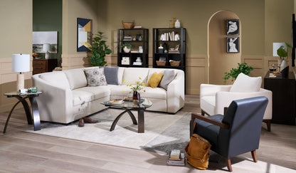 Jorja 34.75" Modern Glass Top Coffee Table - Brown with Bentwoood Legs|Table à café moderne Jorja de 34,75 po avec dessus en verre - brune avec pattes en bois cintré