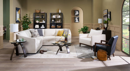 Jorja 34.75" Modern Glass Top Coffee Table - Brown with Bentwoood Legs|Table à café moderne Jorja de 34,75 po avec dessus en verre - brune avec pattes en bois cintré
