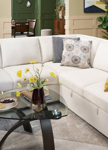 Jorja 34.75" Modern Glass Top Coffee Table - Brown with Bentwoood Legs|Table à café moderne Jorja de 34,75 po avec dessus en verre - brune avec pattes en bois cintré