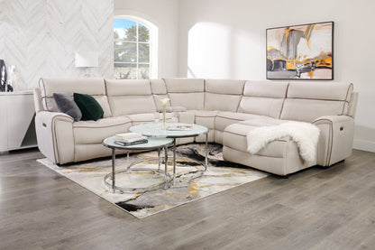 Josie 36" Glam Round Glass Top Nesting Coffee Tables - Grey Marble Look with Metal Legs|Tables à café gigognes rondes somptueuses Josie de 36 po avec dessus en verre - imitation de marbre gris avec pattes en métal