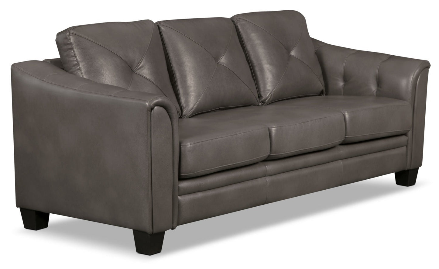 Andi 84" Leather-Look Fabric Sofa with Button Tufting - Grey | Sofa Andi de 84 po en tissu d’apparence cuir avec capitonnage - gris