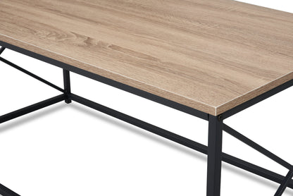 Kasey 42.25" Modern 3-Pack Coffee + 2 End Tables - Dark Taupe with Black Metal Base|Ensemble 3 tables modernes Kasey de 42,25 po (table à café et 2 tables de bout) - taupe foncée avec base en métal noir