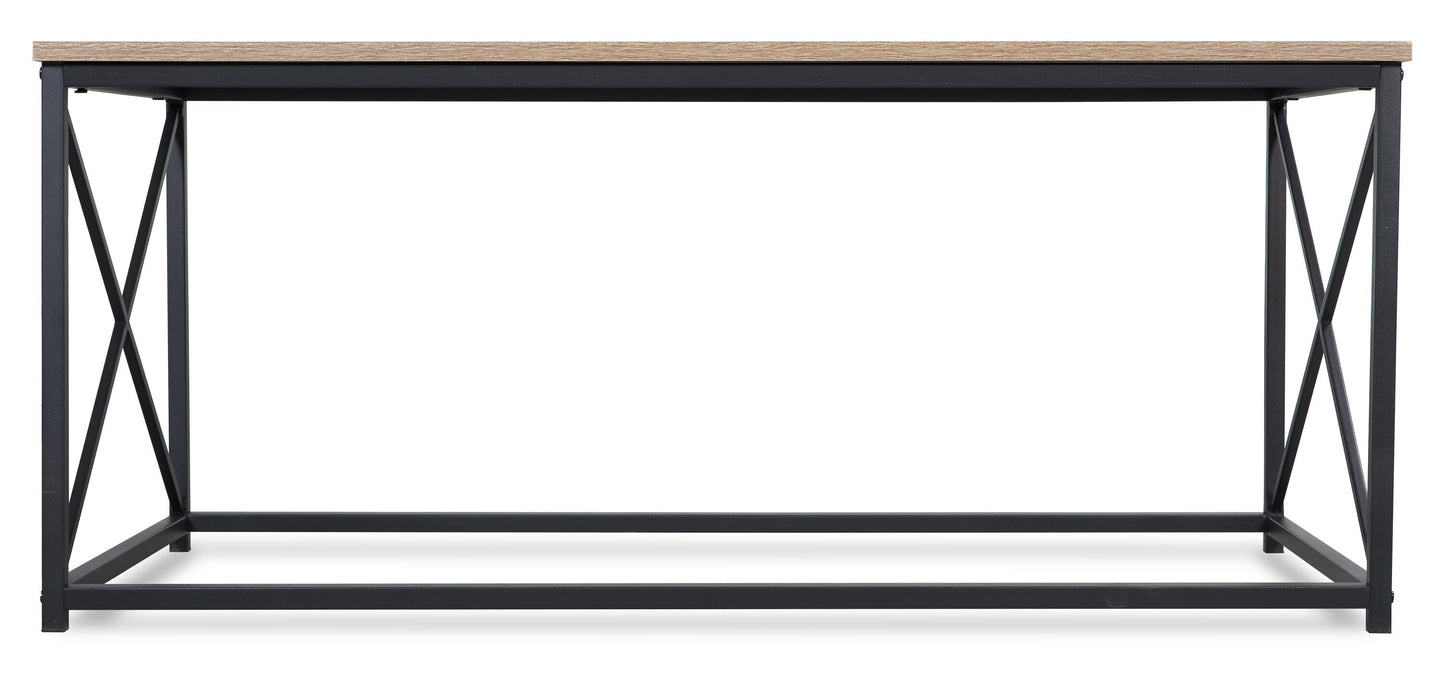 Kasey 42.25" Modern 3-Pack Coffee + 2 End Tables - Dark Taupe with Black Metal Base|Ensemble 3 tables modernes Kasey de 42,25 po (table à café et 2 tables de bout) - taupe foncée avec base en métal noir