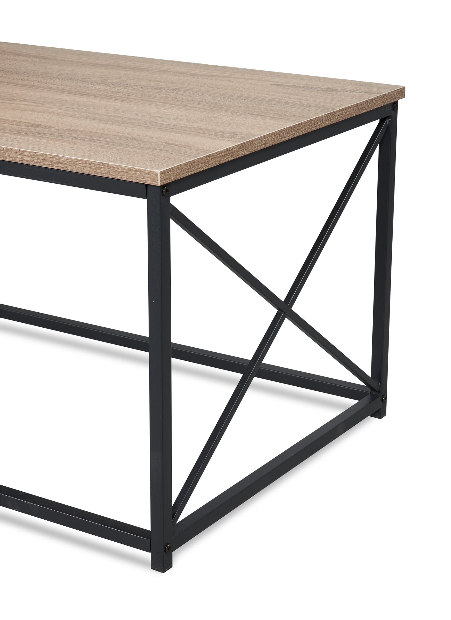 Kasey 42.25" Modern 3-Pack Coffee + 2 End Tables - Dark Taupe with Black Metal Base|Ensemble 3 tables modernes Kasey de 42,25 po (table à café et 2 tables de bout) - taupe foncée avec base en métal noir