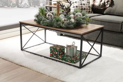 Kasey 42.25" Modern 3-Pack Coffee + 2 End Tables - Dark Taupe with Black Metal Base|Ensemble 3 tables modernes Kasey de 42,25 po (table à café et 2 tables de bout) - taupe foncée avec base en métal noir