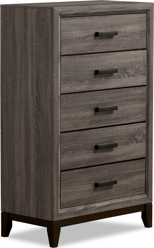 Kate Bedroom Chest of Drawers, 5-Drawer, 31.1"W x 50.4"H - Grey/Brown | Commode verticale Kate de 31,1 po (L) x 50,4 po (H) à 5 tiroirs pour la chambre à coucher - gris-brun