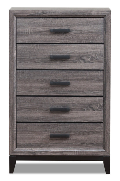Kate Bedroom Chest of Drawers, 5-Drawer, 31.1"W x 50.4"H - Grey/Brown | Commode verticale Kate de 31,1 po (L) x 50,4 po (H) à 5 tiroirs pour la chambre à coucher - gris-brun