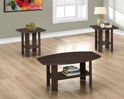 Rosario 36" Traditional 3-Pack Coffee + 2 End Tables with Shelf - Espresso|Ensemble 3 tables traditionnelles Rosario de 36 po (table à café et 2 tables de bout) avec tablette - espresso