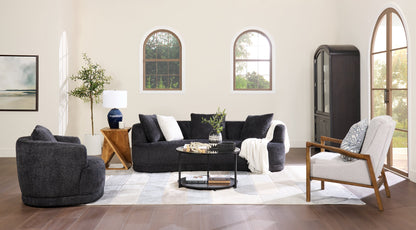 Kendal 31.5" Modern Round Glass Top Coffee Table with Casters - Black | Table à café moderne Kendal ronde de 31,5 po avec dessus en verre - noire