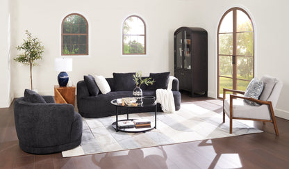 Kendal 31.5" Modern Round Glass Top Coffee Table with Casters - Black | Table à café moderne Kendal ronde de 31,5 po avec dessus en verre - noire