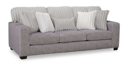 Made in Canada Koda 92" Chenille and Faux Fur Fabric Sofa with Removable Cushions - Plush Paloma Grey | Sofa Koda de 92 po fabriqué au Canada en tissu de chenille et de fausse fourrure avec coussins amovibles - gris Paloma luxueux
