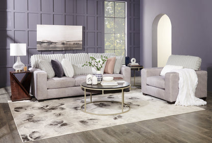 Made in Canada Koda 92" Chenille and Faux Fur Fabric Sofa with Removable Cushions - Plush Paloma Grey | Sofa Koda de 92 po fabriqué au Canada en tissu de chenille et de fausse fourrure avec coussins amovibles - gris Paloma luxueux