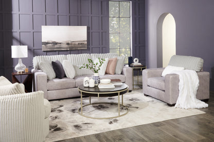 Made in Canada Koda 92" Chenille and Faux Fur Fabric Sofa with Removable Cushions - Plush Paloma Grey | Sofa Koda de 92 po fabriqué au Canada en tissu de chenille et de fausse fourrure avec coussins amovibles - gris Paloma luxueux