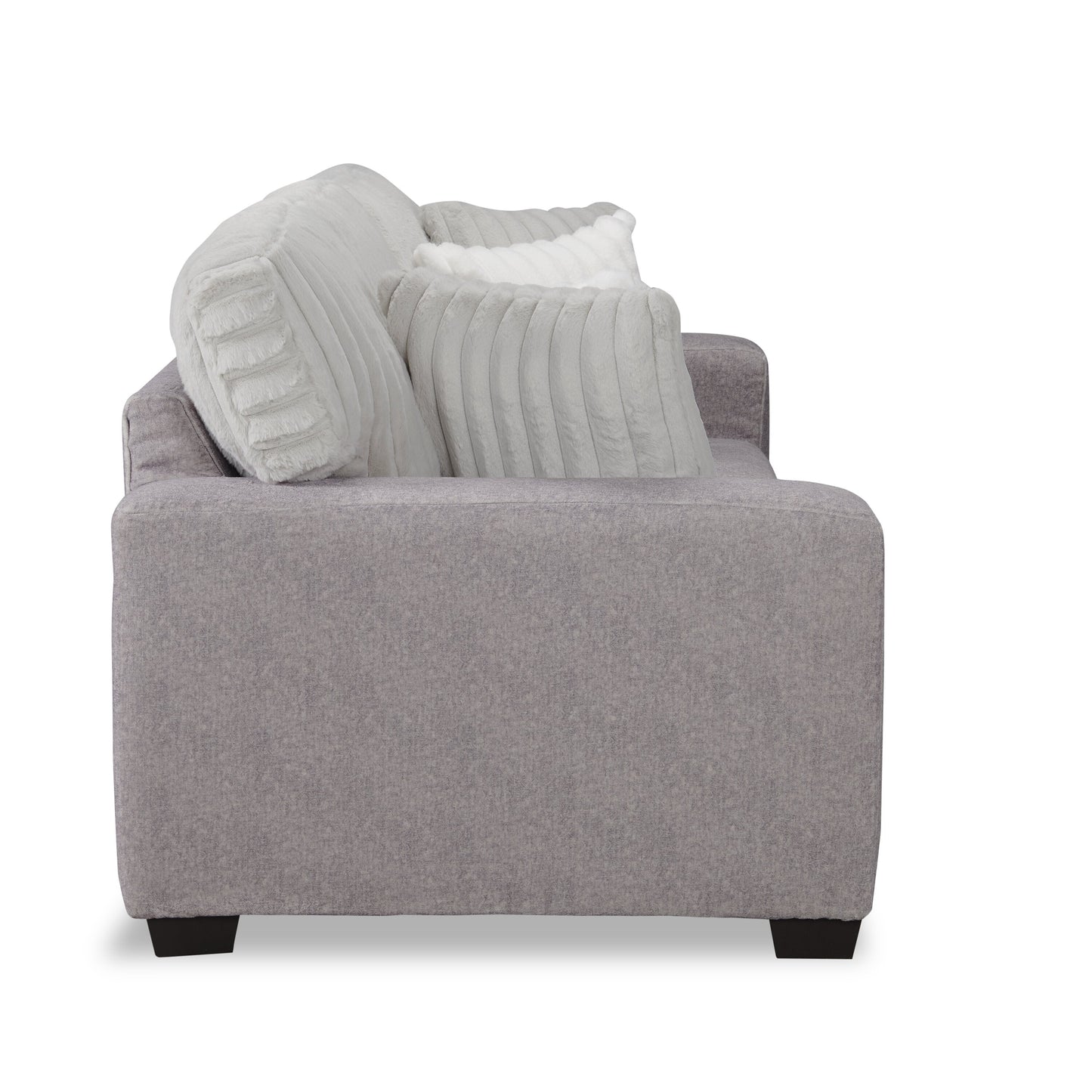 Made in Canada Koda 92" Chenille and Faux Fur Fabric Sofa with Removable Cushions - Plush Paloma Grey | Sofa Koda de 92 po fabriqué au Canada en tissu de chenille et de fausse fourrure avec coussins amovibles - gris Paloma luxueux