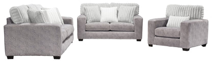 Made in Canada Koda 92" Chenille and Faux Fur Fabric Sofa with Removable Cushions - Plush Paloma Grey | Sofa Koda de 92 po fabriqué au Canada en tissu de chenille et de fausse fourrure avec coussins amovibles - gris Paloma luxueux