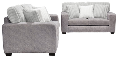 Made in Canada Koda 92" Chenille and Faux Fur Fabric Sofa with Removable Cushions - Plush Paloma Grey | Sofa Koda de 92 po fabriqué au Canada en tissu de chenille et de fausse fourrure avec coussins amovibles - gris Paloma luxueux