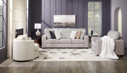 Made in Canada Koda 92" Chenille and Faux Fur Fabric Sofa with Removable Cushions - Plush Paloma Grey | Sofa Koda de 92 po fabriqué au Canada en tissu de chenille et de fausse fourrure avec coussins amovibles - gris Paloma luxueux