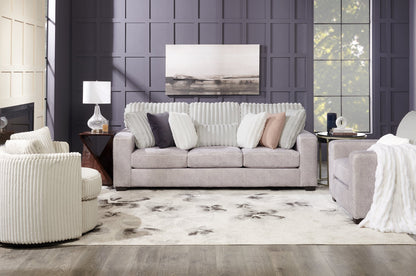 Made in Canada Koda 92" Chenille and Faux Fur Fabric Sofa with Removable Cushions - Plush Paloma Grey | Sofa Koda de 92 po fabriqué au Canada en tissu de chenille et de fausse fourrure avec coussins amovibles - gris Paloma luxueux